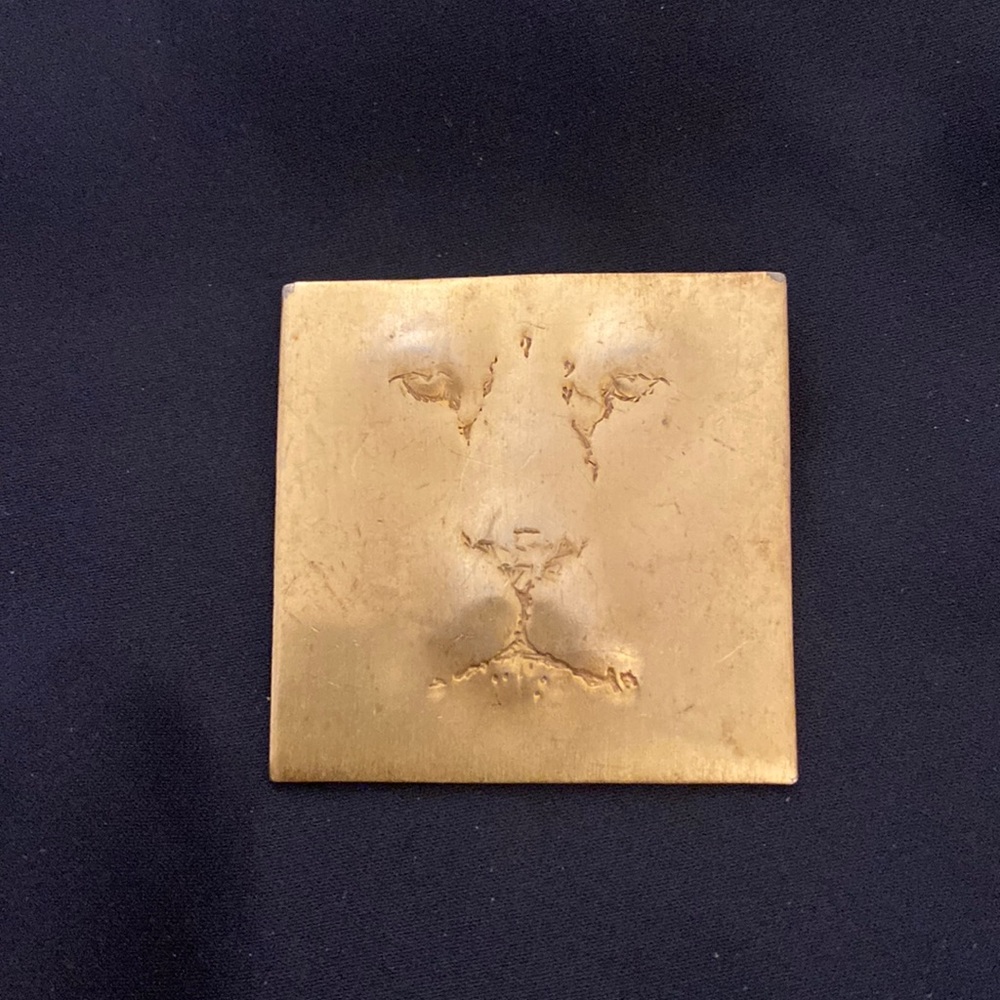 Lions face, brooch, gold tone